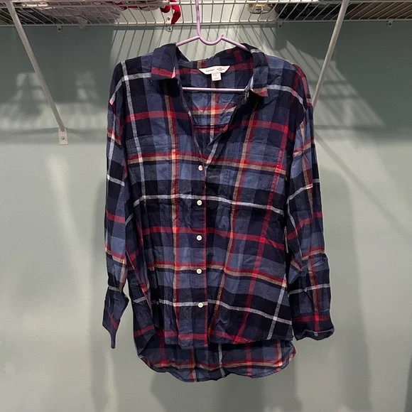 Plaid Button-Up Shirt oversized boyfriend fit - Picture 2 of 5
